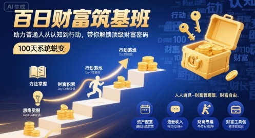 百日财富筑基班,助力普通人从认知到行动,带你解锁顶级财富密码-冒泡网
