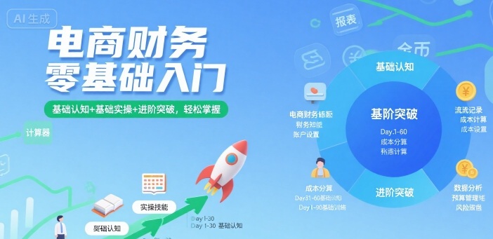 电商财务零基础入门,基础认知+基础实操+进阶突破,轻松掌握-冒泡网