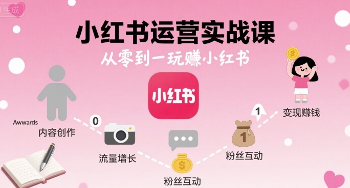 小红书运营实战课,从零到一玩賺小红书-冒泡网