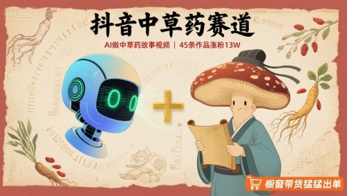 抖音中草药赛道,用AI做中草药故事视频,45条作品涨粉13W,橱窗带货猛猛出单-冒泡网