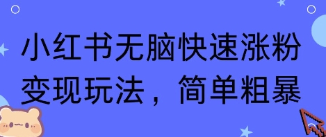 小红书无脑快速涨粉变现玩法,简单粗暴-冒泡网