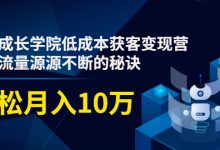 素宣成长学院低成本获客变现营，教你流量源源不断的秘诀，轻松月入10万-蜗牛学社