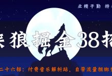 侠狼掘金38招第26招付费音乐解析站,自带流量捆绑变现【视频课程】-冒泡网