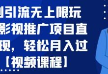 暴利引流无上限玩法,影视推广项目直接变现,轻松月入过万【视频课程】-冒泡网