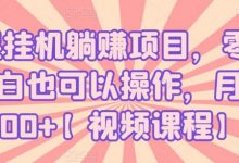 全民挂机躺赚项目,零基础小白也可以操作,月入5000+【视频课程】-冒泡网