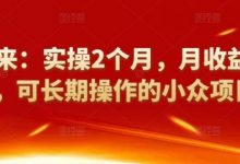 祖小来:实操2个月,月收益2万+,可长期操作的小众项目-冒泡网