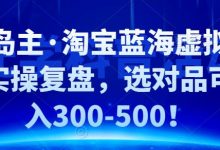 黄岛主·淘宝蓝海虚拟选品实操复盘,选对品可日入300-500-冒泡网