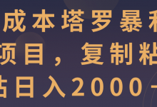0成本塔罗暴利项目,复制粘贴日入2000+【视频教程】-冒泡网