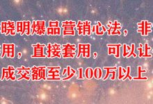 李晓明爆品营销心法,非常实用,直接套用,可以让你月成交额至少100万以上-冒泡网