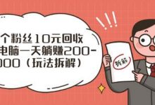 一个粉丝10元回收，一台电脑一天躺赚200-1000（玩法拆解）-冒泡网