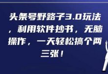 头条号野路子3.0玩法，利用软件抄书，无脑操作，一天轻松搞个两三张！-蜗牛学社