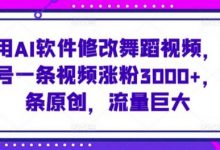 使用AI软件修改舞蹈视频，视频号一条视频涨粉3000+，条条原创，流量巨大-蜗牛学社