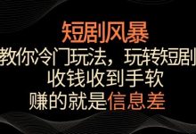 短剧风暴，教你冷门玩法，玩转短剧，收钱收到手软-蜗牛学社