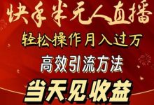 快手半无人直播，简单操作月入1W+ 高效引流当天见收益-蜗牛学社
