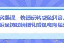 电商实操课，快速玩转咸鱼抖音，全体系全流程精细化咸鱼电商运营-蜗牛学社
