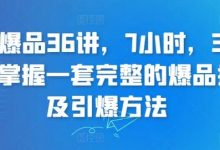 超级爆品36讲,7小时,36堂课,掌握一套完整的爆品打造及引爆方法-蜗牛学社