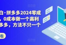 拼多多零成本包起，0成本做一个高利润的拼多多，方法不只一个-蜗牛学社