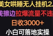 美女哄睡无人挂机2.0，拉爆流量不违规，日收3000+，小白可落地实操-蜗牛学社