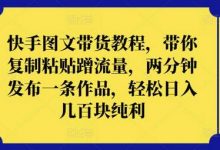 快手图文带货教程,带你复制粘贴蹭流量,两分钟发布一条作品,轻松日入几百块纯利-冒泡网