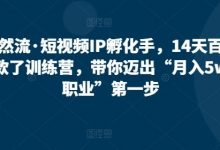自然流·短视频IP孵化手，14天百万爆款了训练营，带你迈出“月入5w新职业”第一步-蜗牛学社