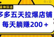 多多五天拉爆店铺，每天躺赚200+-蜗牛学社