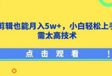 影视剪辑也能月入5w+，小白轻松上手，无需太高技术-蜗牛学社