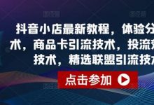 抖音小店最新教程，体验分拉升技术，商品卡引流技术，投流效果优化技术，精选联盟引流技术等-蜗牛学社