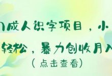 冷门成人识字项目，小白上手轻松，暴力创收月入5w+-蜗牛学社