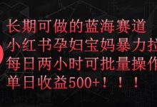 长期可做的蓝海赛道，小红书孕妇宝妈暴力拉新玩法，每日两小时可批量操作，单日收益500+-蜗牛学社