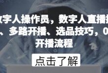 数字人操作员，数字人直播搭建、多路开播、选品技巧，0-1开播流程-蜗牛学社