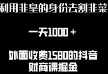 利用非皇的身份去割韭菜，一天1000+(附详细资源)-蜗牛学社