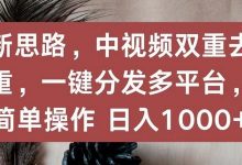 新思路，中视频双重去重，一键分发多平台，简单操作，日入1000+-蜗牛学社