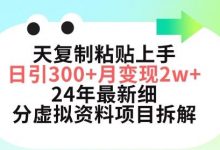 三天复制粘贴上手日引300+月变现五位数，小红书24年最新细分虚拟资料项目拆解-蜗牛学社