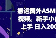 搬运国外ASMR 助眠视频，新手小白轻松上手 日入200左右-蜗牛学社