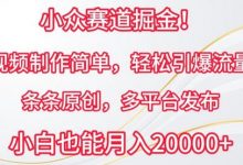 小众赛道掘金，视频制作简单，轻松引爆流量，条条原创，多平台发布-蜗牛学社