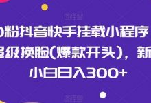 0粉抖音快手挂载小程序，超级换脸(爆款开头)，新手小白日入300+-蜗牛学社
