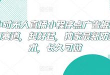 24小时无人直播小程序点广告掘金，冷门赛道，起好猛，独家最新防封技术，长久可做-蜗牛学社