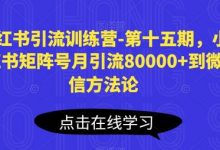 小红书引流训练营-第十五期，小红书矩阵号月引流80000+到微信方法论-蜗牛学社