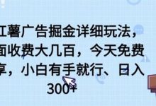 小红薯广告掘金详细玩法，外面收费大几百，小白有手就行，日入300+-蜗牛学社