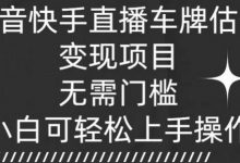 抖音快手直播车牌估值变现项目,无需门槛,小白可轻松上手操作-冒泡网