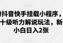 0粉抖音快手挂载小程序，中文十级听力解说玩法，新手小白日入2张-蜗牛学社