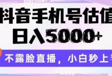 抖音手机号估值，日入5000+，不露脸直播，小白秒上手-蜗牛学社
