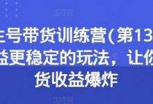 养生号带货训练营(第13期)收益更稳定的玩法，让你带货收益爆炸-蜗牛学社