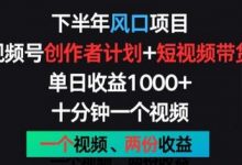 下半年风口项目，视频号创作者计划+视频带货，一个视频两份收益，十分钟一个视频-蜗牛学社