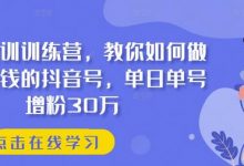 抖音实训训练营，教你如何做一个赚钱的抖音号，单日单号增粉30万-蜗牛学社