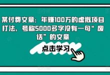 某付费文章：年赚100w的虚拟项目打法，号称5000多字没有一句“废话”的文章-蜗牛学社