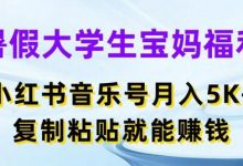 暑假大学生宝妈福利，小红书音乐号月入5000+，复制粘贴就能赚钱-蜗牛学社