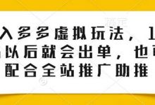 0投入多多虚拟玩法，150个品以后就会出单，也可以配合全站推广助推-蜗牛学社