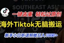 海外Tiktok短视频无脑搬运，一键去重轻松过原创，新手小白听话照做日入几张-蜗牛学社