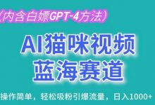 AI猫咪视频蓝海赛道，操作简单，轻松吸粉引爆流量，日入1K-蜗牛学社